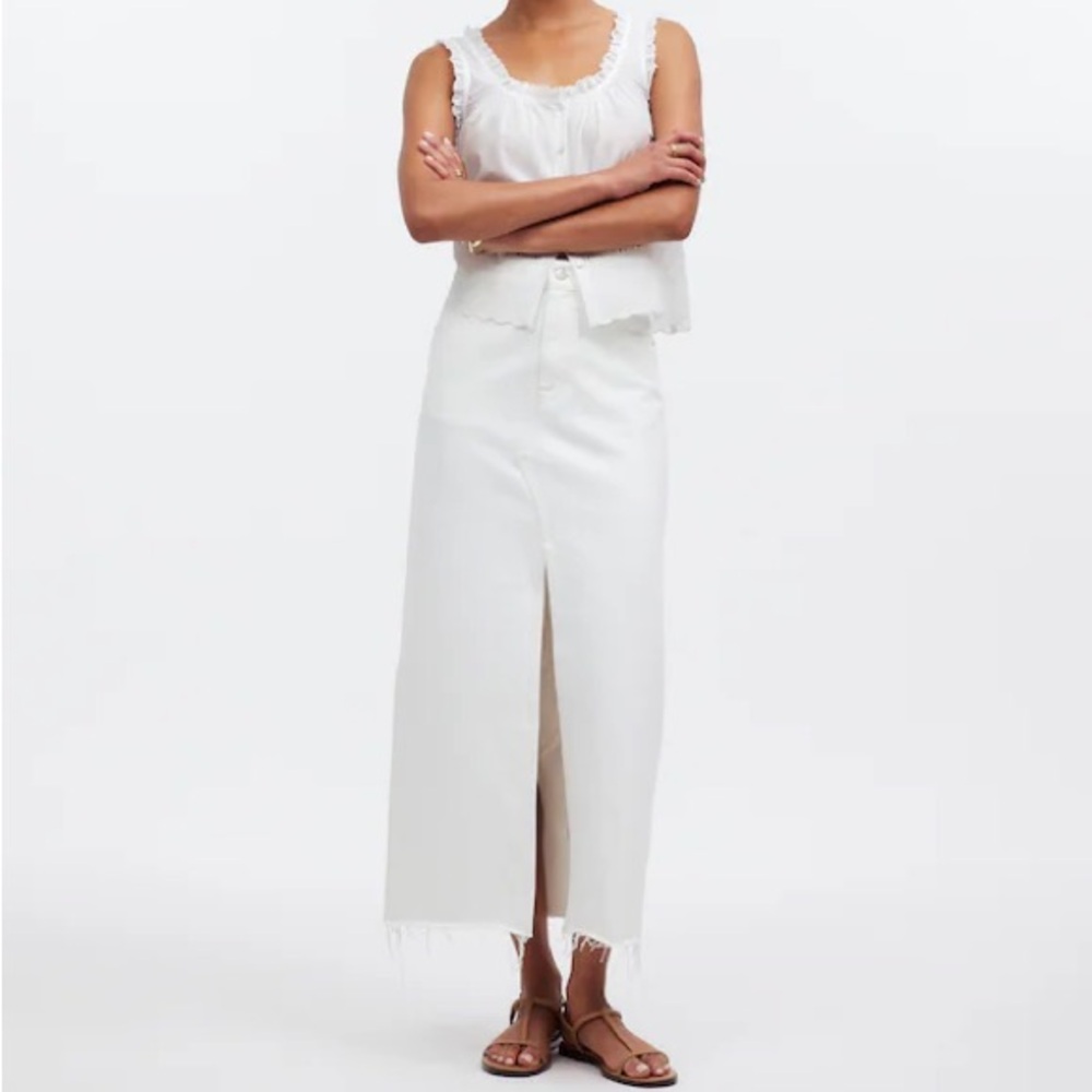 Madewell White Denim Maxi Skirt